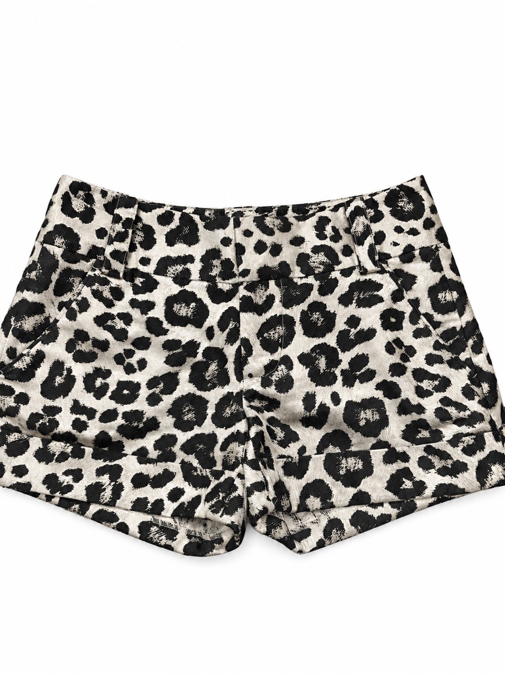 Alice + Olivia Metallic Leopard Cuffed Shorts XS